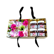 BoxEnjoy - arany box ajándékdoboz rózsaszín szappanrózsával - Nutella-val