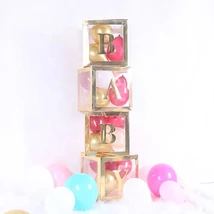B A B Y ballon box, dekorációs díszdoboz - arany 