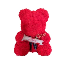 Rózsa maci Raffaello "Love" örök virág maci, habrózsa díszdobozban - piros 40 cm