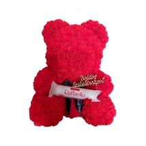 Rózsa maci Raffaello "Boldog születésnapot" örök virág maci, habrózsa díszdobozban - 40 cm